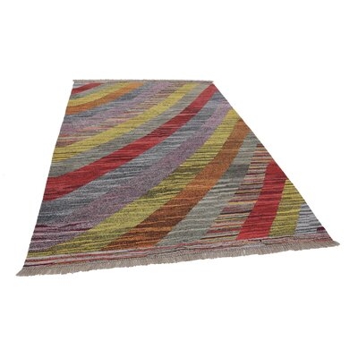 One-of-a-Kind Eustach Hand-Knotted 1970s 7'1" x 10'6" Area Rug in Red/Yellow/Purple - Image 0