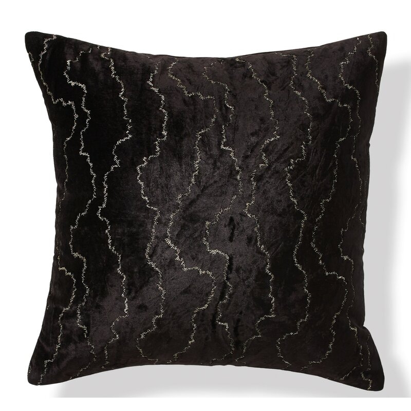 Donna Karan Black Onyx Velvet Stitch 20" Throw Pillow - Image 0