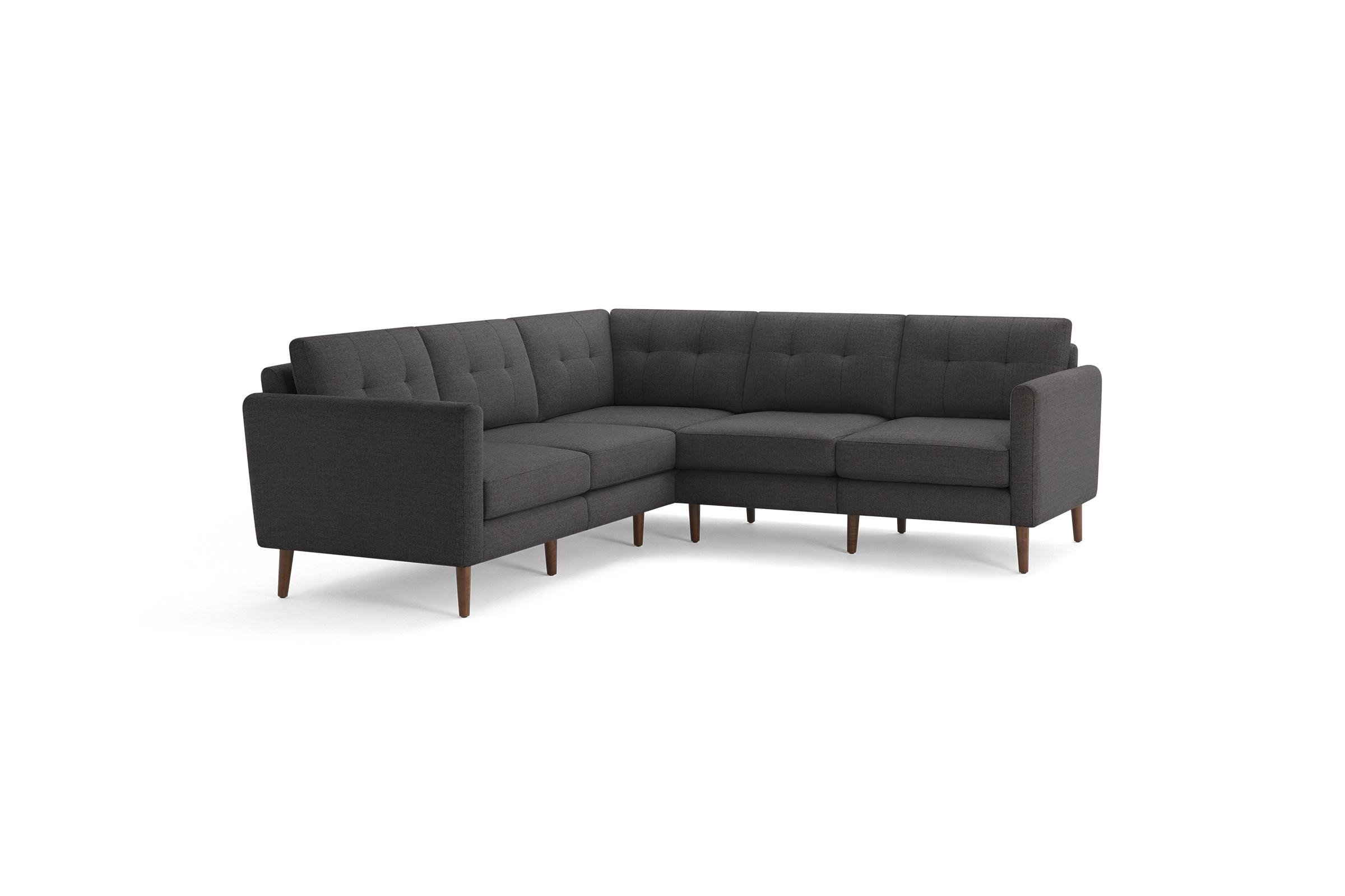The Arch Nomad 5-Seat Corner Sectional in Charcoal, Walnut Legs - Image 0