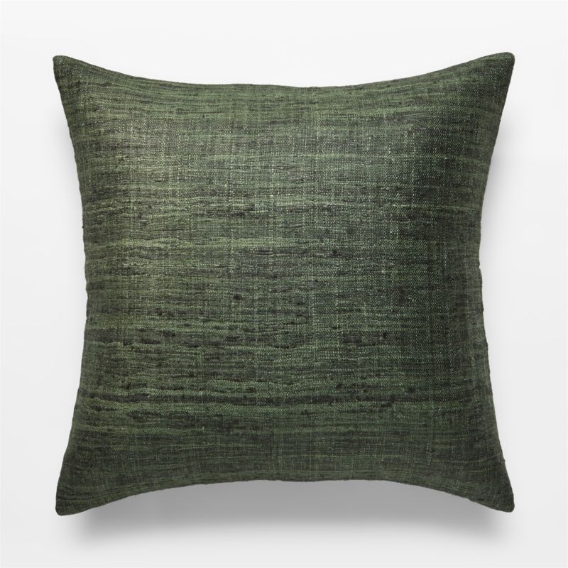Raj Green Silk Throw Pillow with Feather-Down Insert 20" - Image 2