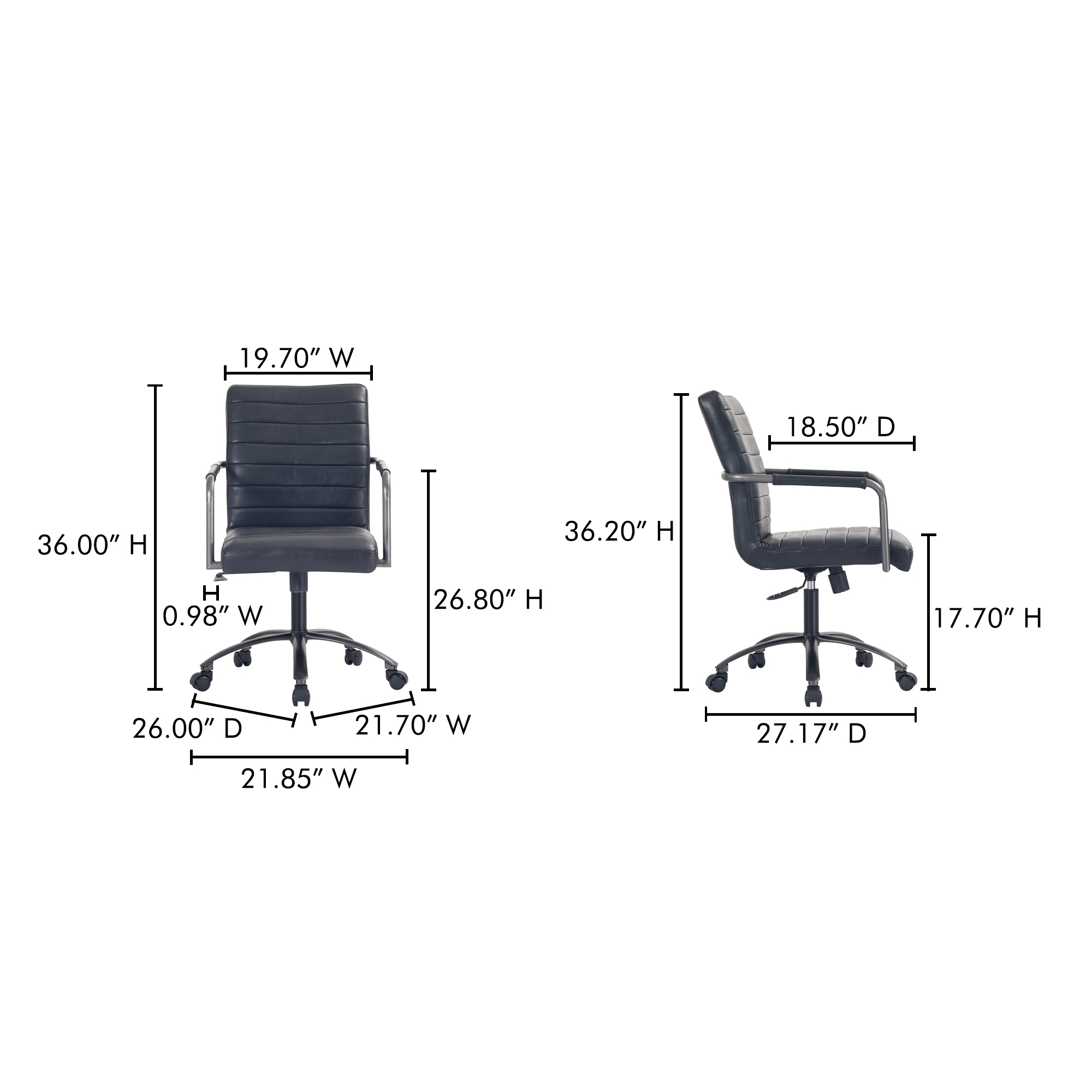 Roy Office Chair Black Leather - Image 9