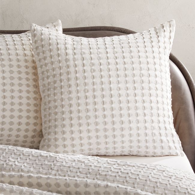 Estela Grey and White Organic Cotton Euro Pillow Shams Set of 2 - Image 0