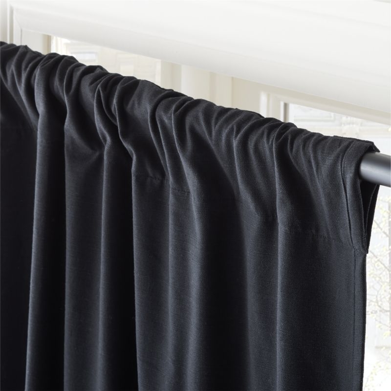 Basketweave Black Blackout Window Curtain Panel 48"x84'' - Image 2