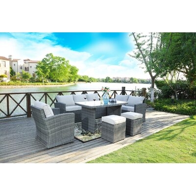 Miente Wicker/Rattan 8- Person Seating Group With Olifen Cushions - Image 0