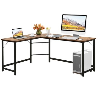 L Shaped Desk Corner Computer Desk PC Laptop Gaming Table Workstation-Black - Image 0
