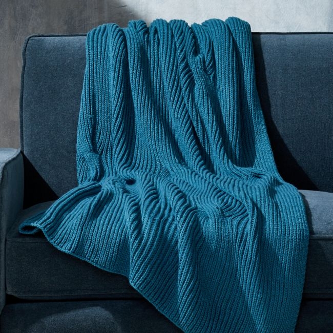 Teal Cable Knit Throw - Image 0