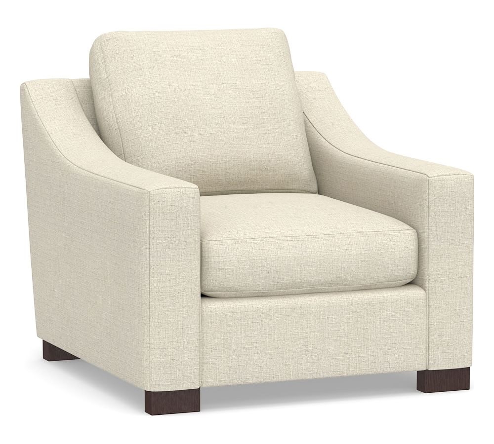 Turner Slope Arm Upholstered Small Armchair 36", Down Blend Wrapped Cushions, Basketweave Slub Oatmeal - Image 0