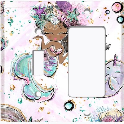 Metal Light Switch Plate Outlet Cover (Mermaid Cat Black - (L) Single Toggle / (R) Single Rocker) - Image 0