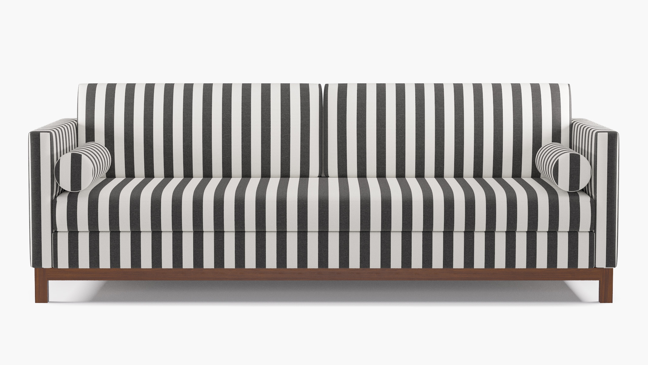 Tailored Tuxedo Sofa, Ink Cabana Stripe, Walnut Wood Rail - Image 0