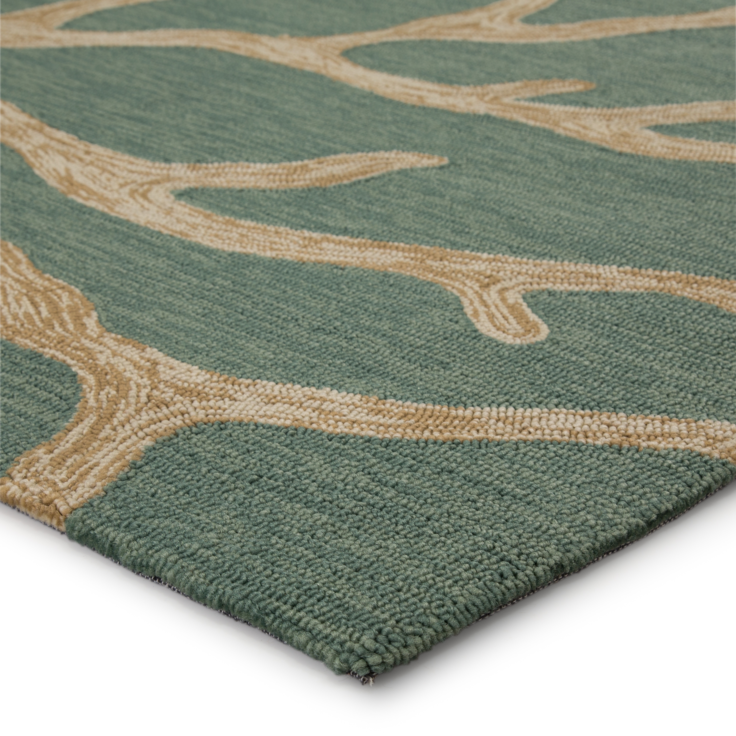 Coral Indoor/ Outdoor Abstract Teal/ Tan Area Rug (9' X 12') - Image 1