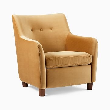Teddy Chair, Performance Coastal Linen, Platinum, Dark Walnut - Image 1
