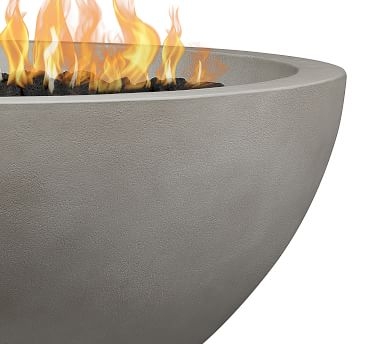 Nerissa Concrete 38" Round Propane Fire Pit Table, Fog - Image 1