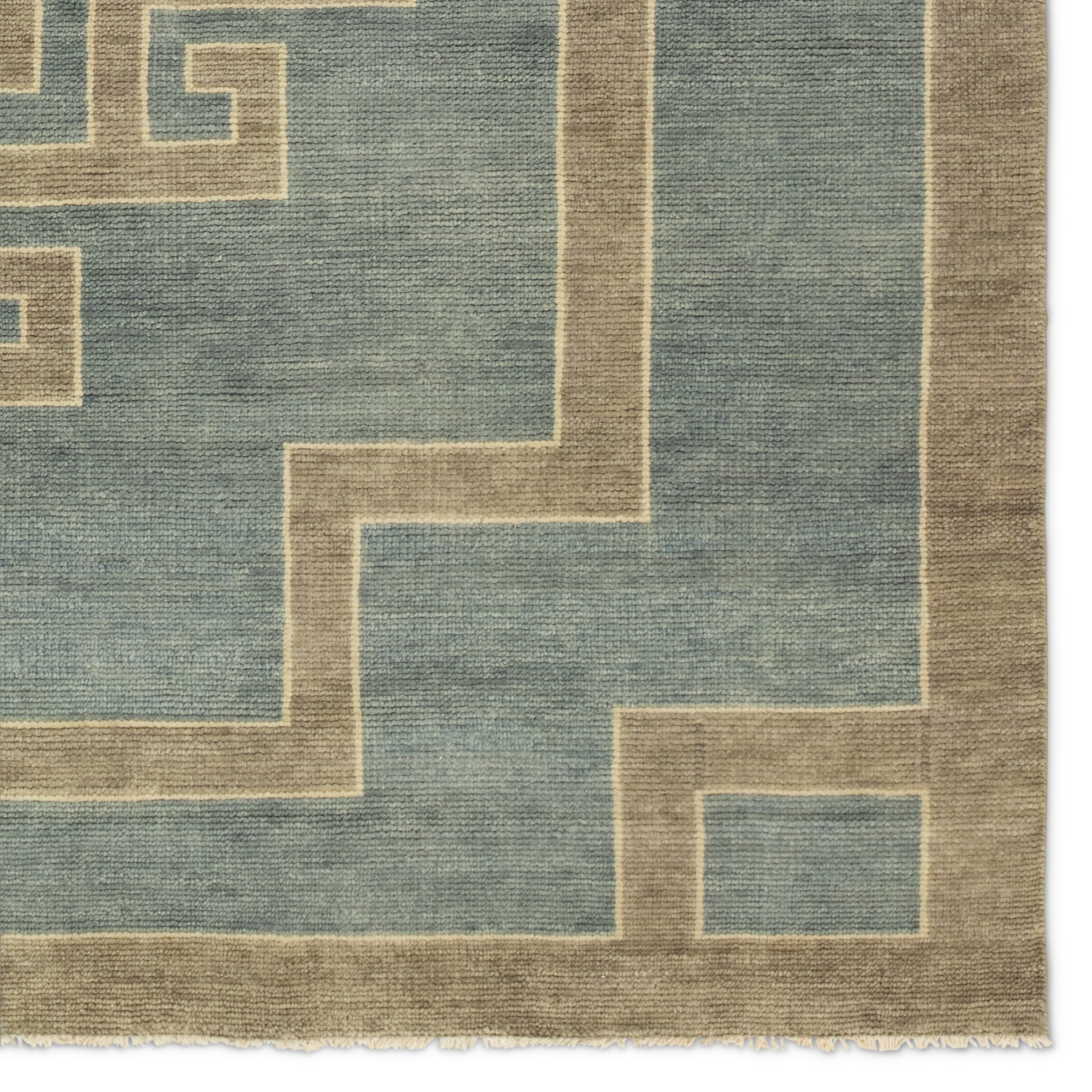 Kyrenia Hand-Knotted Medallion Blue/ Sage Area Rug (18"X18") - Image 3