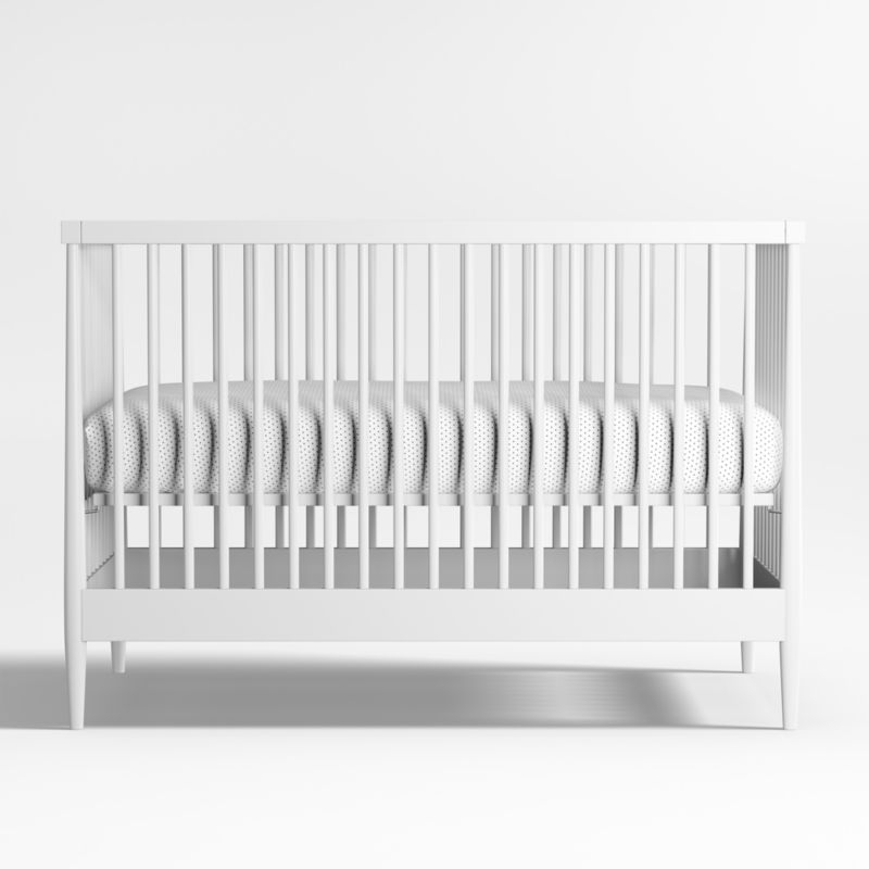 Hampshire White Wood Convertible Baby Crib with Toddler Bed Rail - Image 1