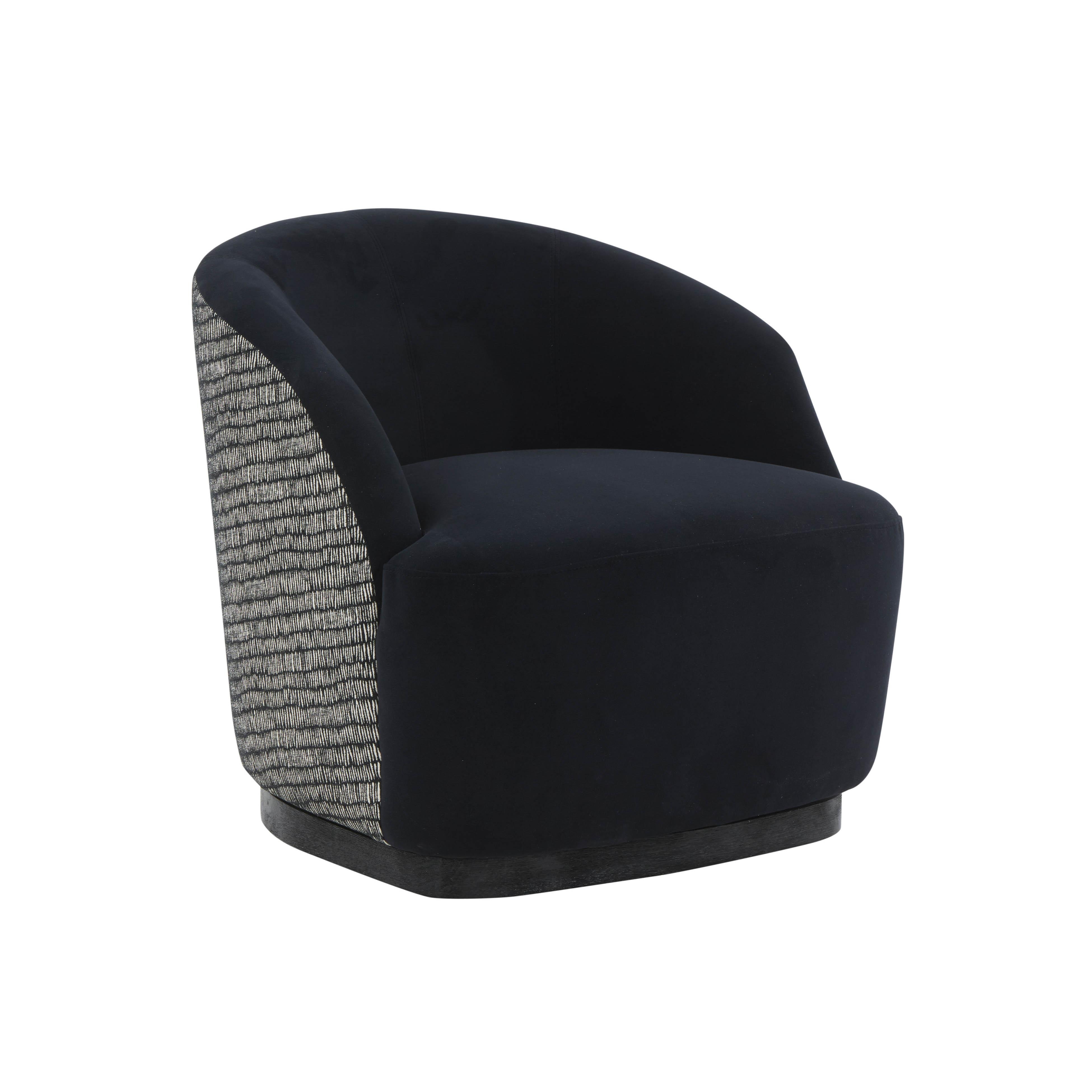 Reese Black Velvet Swivel Chair - Image 0