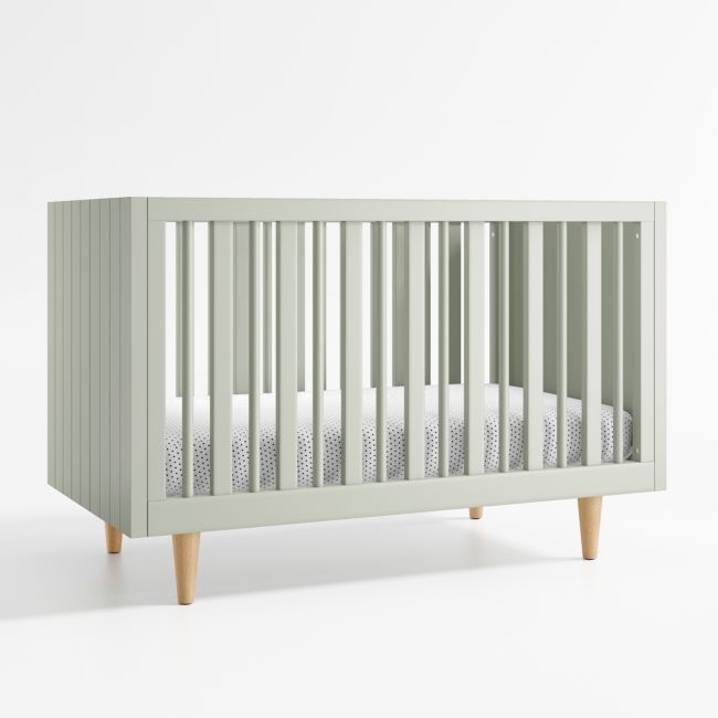 Finn Sage Green Wood Baby Crib - Image 1