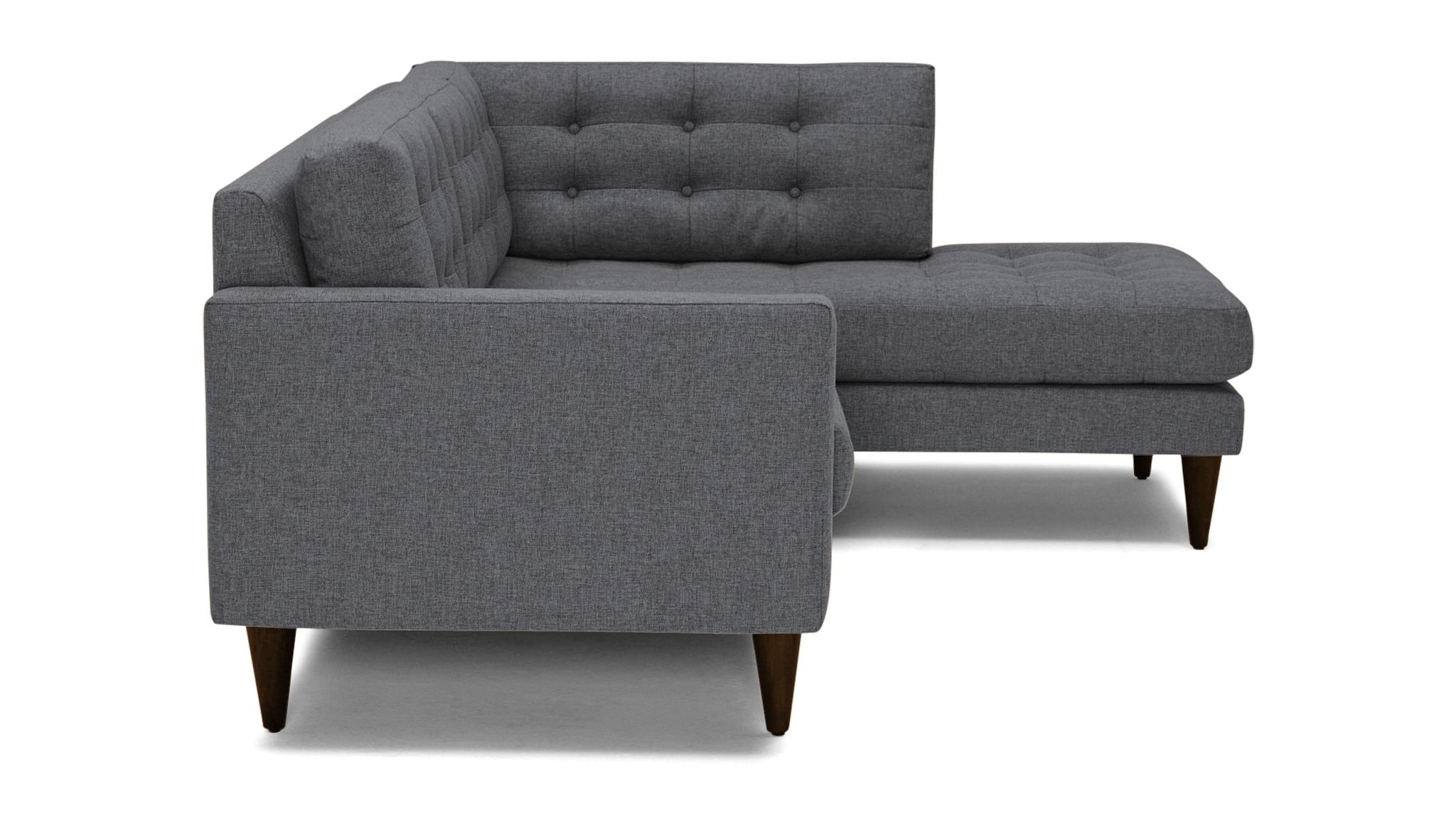 Gray Eliot Mid Century Modern Apartment Sectional with Bumper - Essence Ash - Mocha - Right  - Image 1