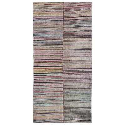 One-of-a-Kind Hand-Knotted 1960s Red/Blue/Gray 4' x 8'6" Runner Area Rug - Image 0