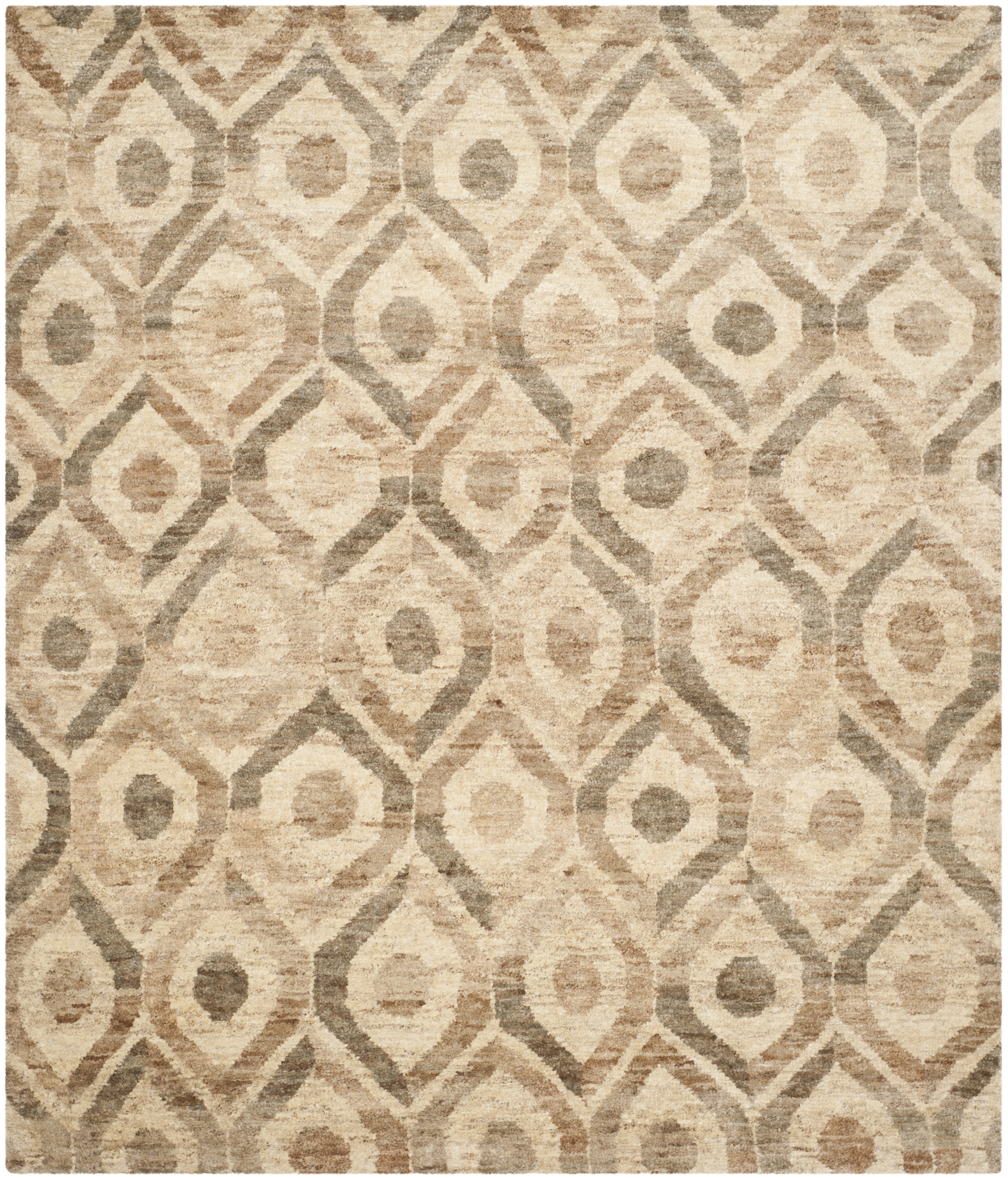 Arlo Home Hand Knotted Area Rug, BOH633B, Bleach/Brown,  4' X 6' - Image 0