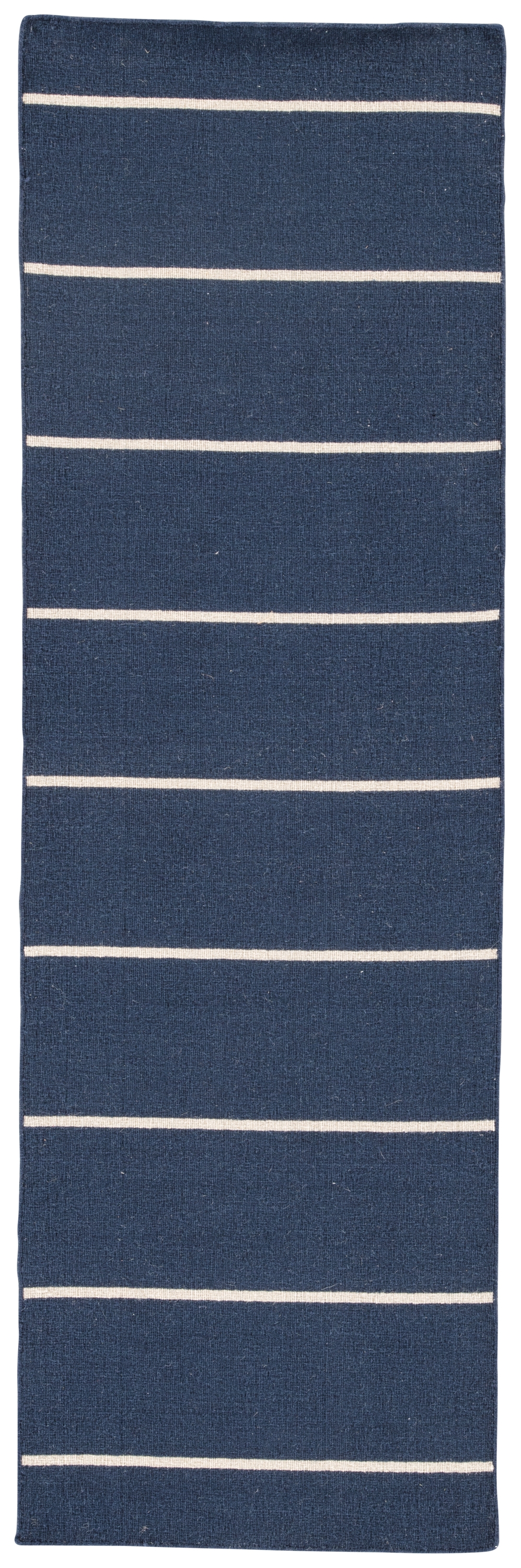 Cape Cod Handmade Stripe Blue/ White Runner Rug (2'6" X 8') - Image 0