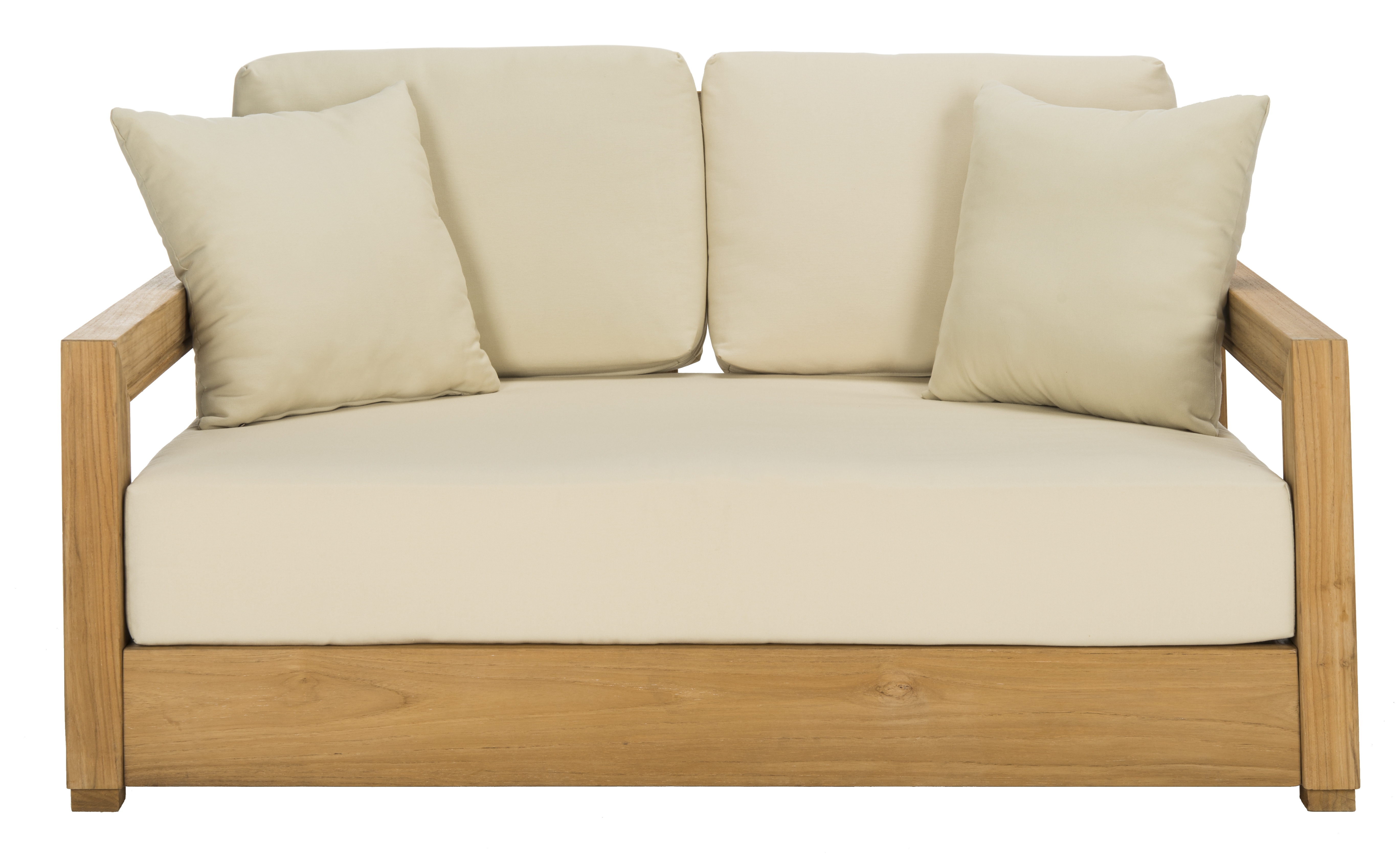 Montford 2-Seat Loveseat - Teak/Beige - Safavieh - Image 0