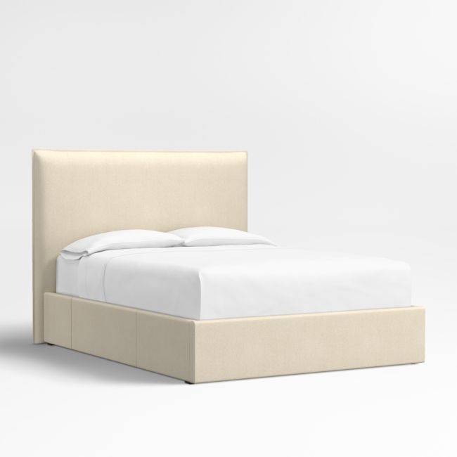 Arvada 54" Ivory Upholstered Queen Headboard with Storage Bed Base - Image 0