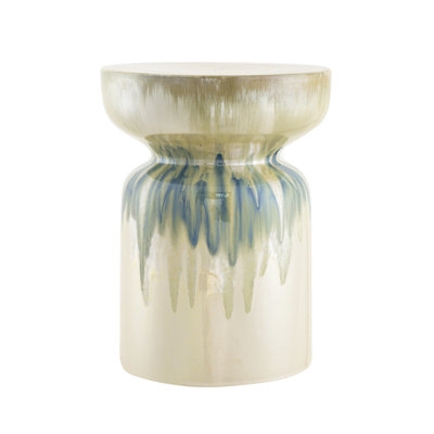Flavia Reactive Glaze Ceramic End Table - Image 1