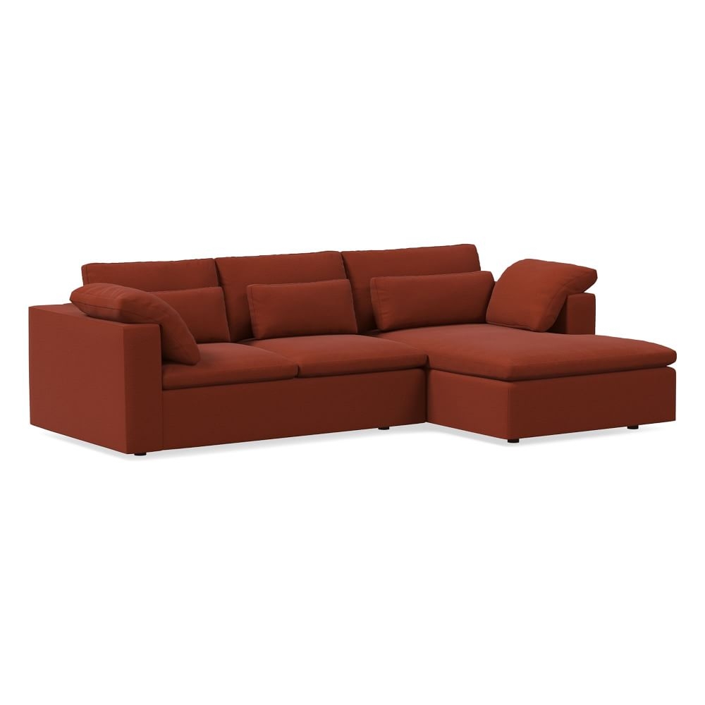 Harmony Modular 122" Right Multi Seat 2-Piece Chaise Sectional, Standard Depth, Distressed Velvet, Burnt Umber - Image 0
