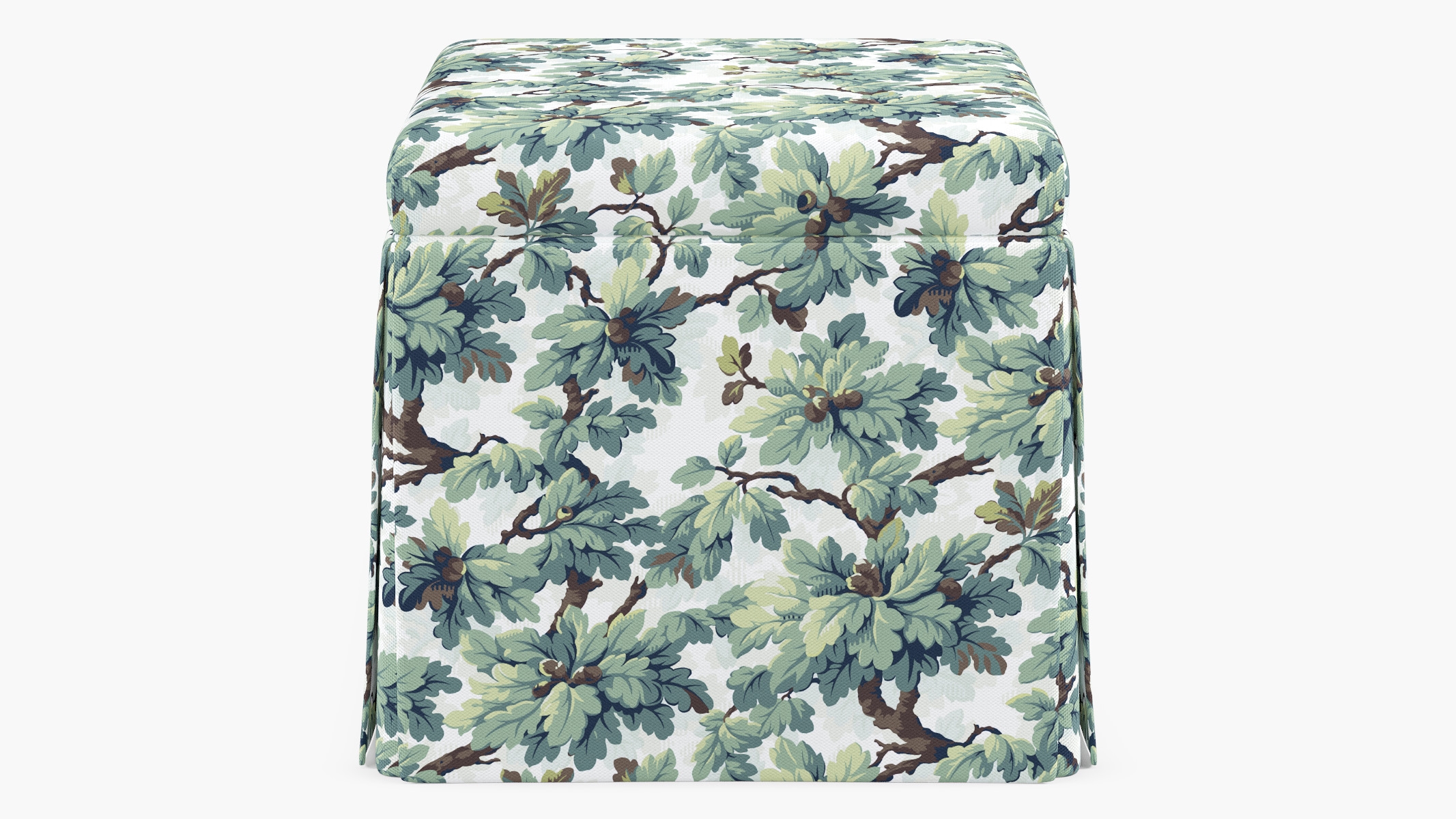 Skirted Storage Ottoman, Sage Woodland - Image 0