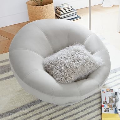 Performance Everyday Velvet Gray Groovy Swivel Chair, In Home Delivery - Image 1
