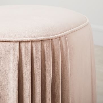 Roar & Rabbit Pleated 18" Stool, Poly, Performance Velvet, Petrol, Concealed Supports - Image 3
