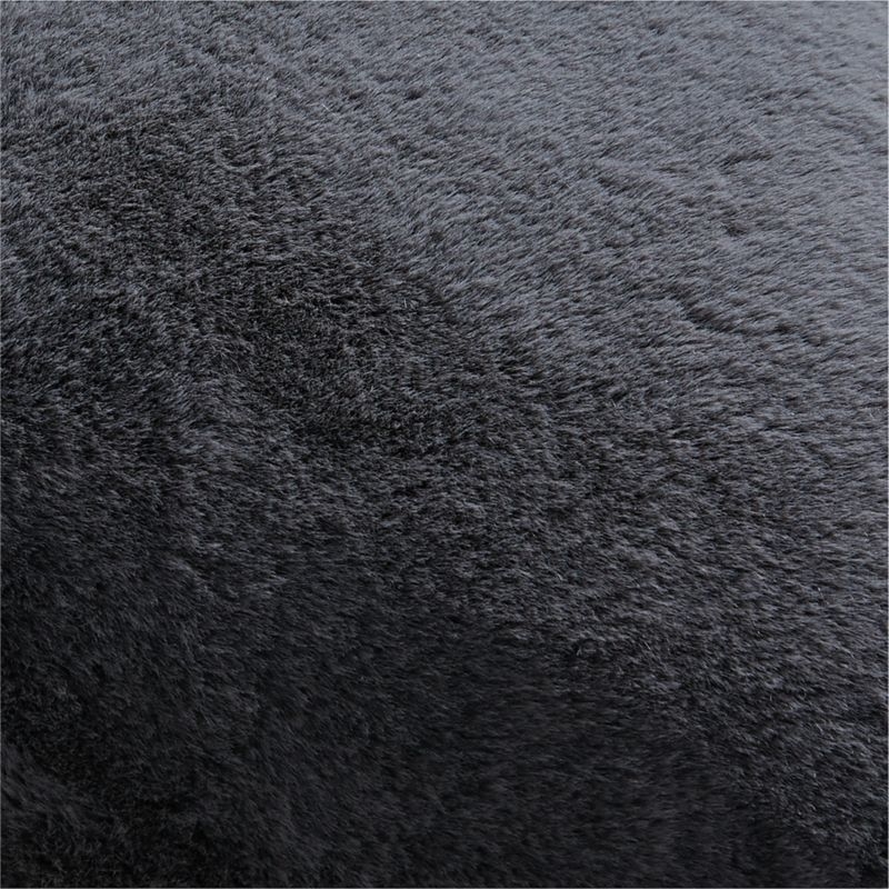 Storm Grey Faux Fur 23x23 Throw Pillow with Feather Insert - Image 3