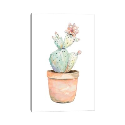 Potted Flower Cactus by - Wrapped Canvas - Image 0