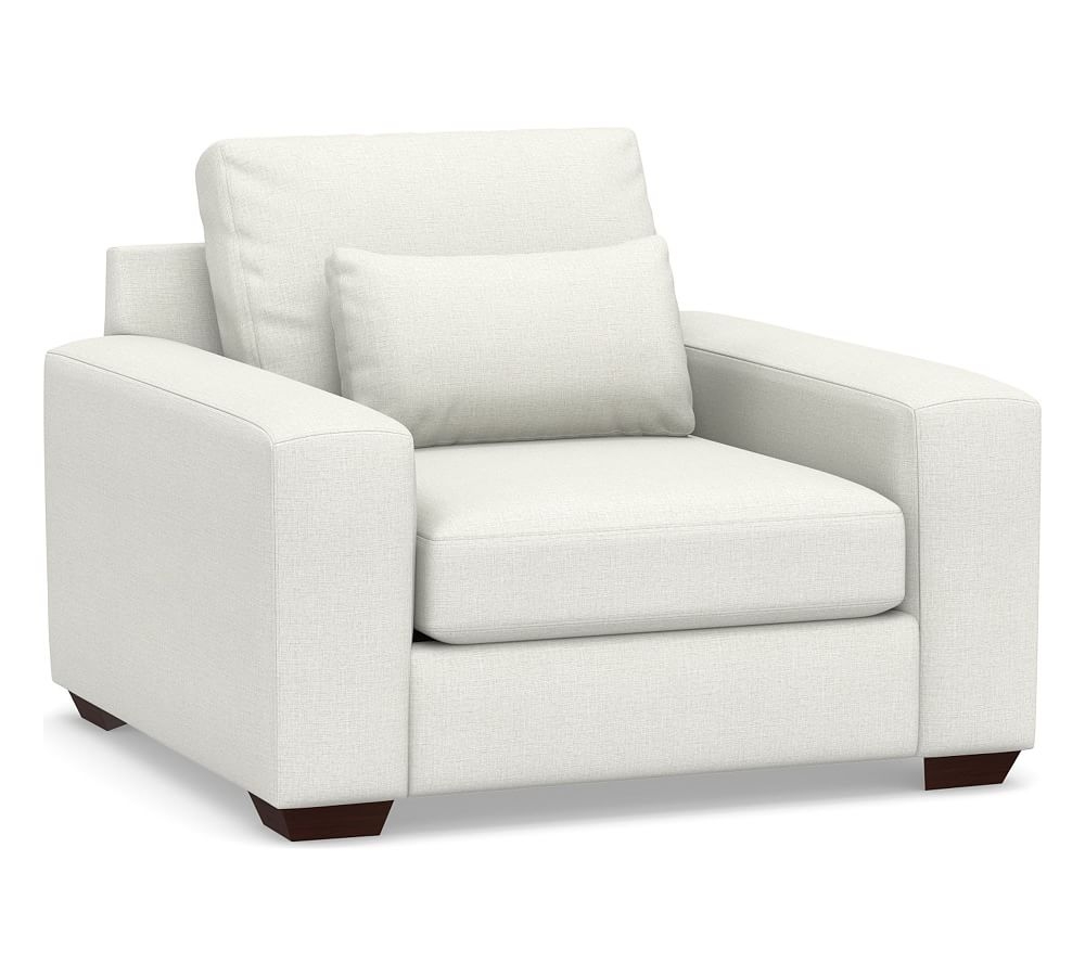Big Sur Square Arm Upholstered Deep Seat Armchair, Down Blend Wrapped Cushions, Basketweave Slub Ivory - Image 0