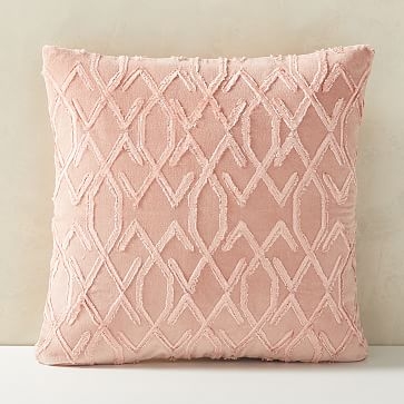 Cut Embroidery Velvet Pillow Cover, 18"x18", Dusty Blush - Image 0