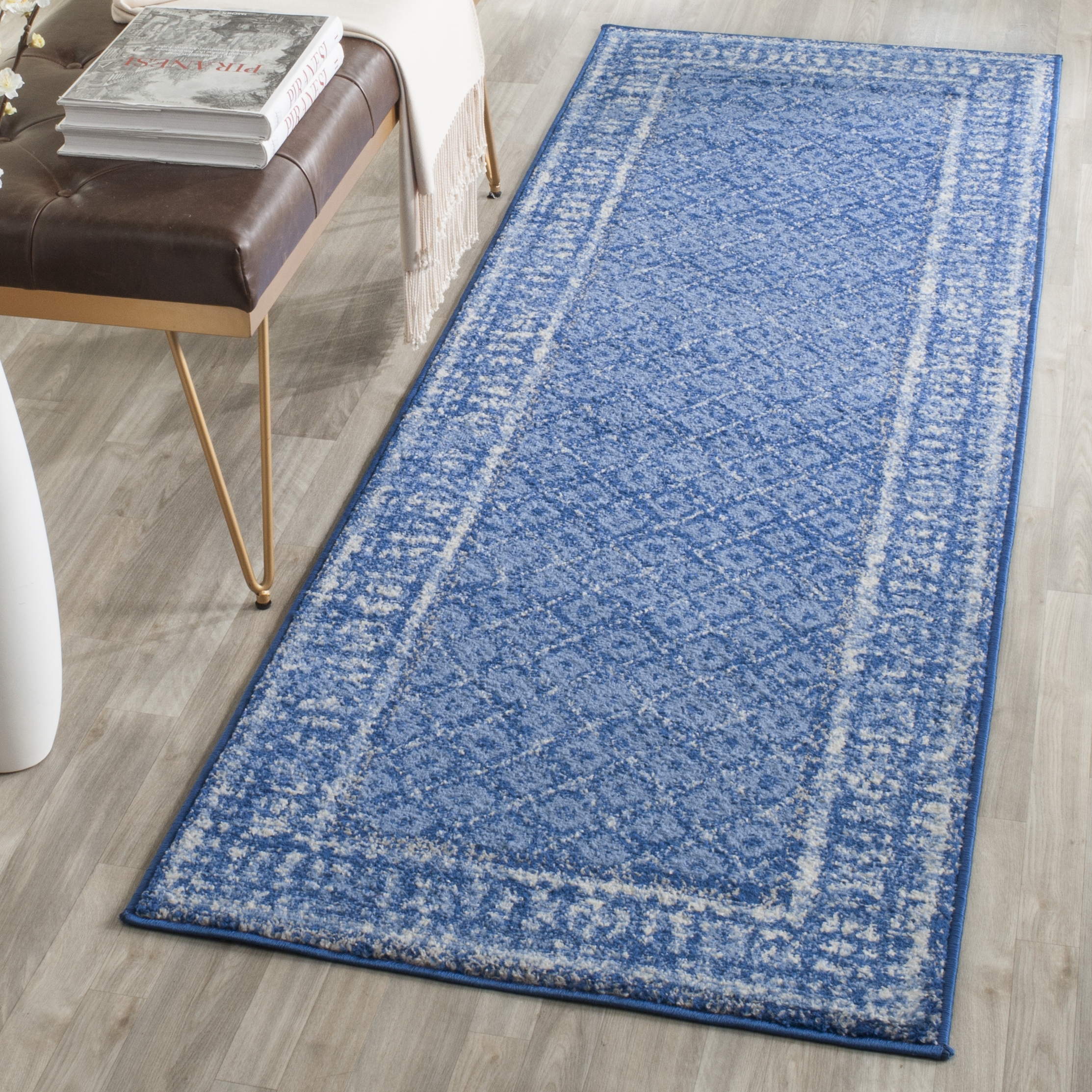 Arlo Home Woven Area Rug, ADR110F, Light Blue/Dark Blue,  2' 6" X 6' - Image 1