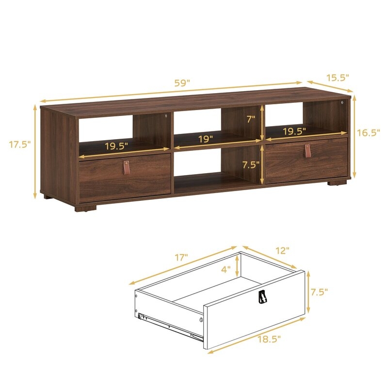 TV Stand for TVs up to 58", Walnut - Image 3