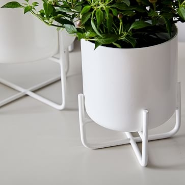 Spun Metal Tabletop Planters, Medium, White - Image 2