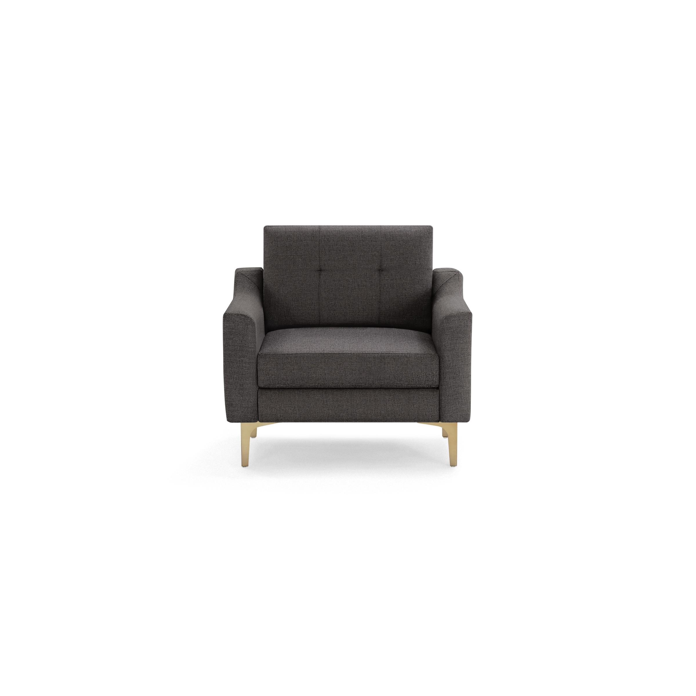 Nomad Armchair - Heather Charcoal - Performance Chenille / Brass - Metal / Slope - Image 0