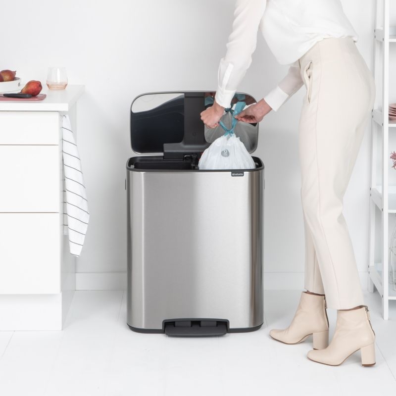 Brabantia Matte Steel Fingerprint Proof Bo Step On Dual Compartment Recycling Trash Can,  2 x 8 Gallon - Image 3
