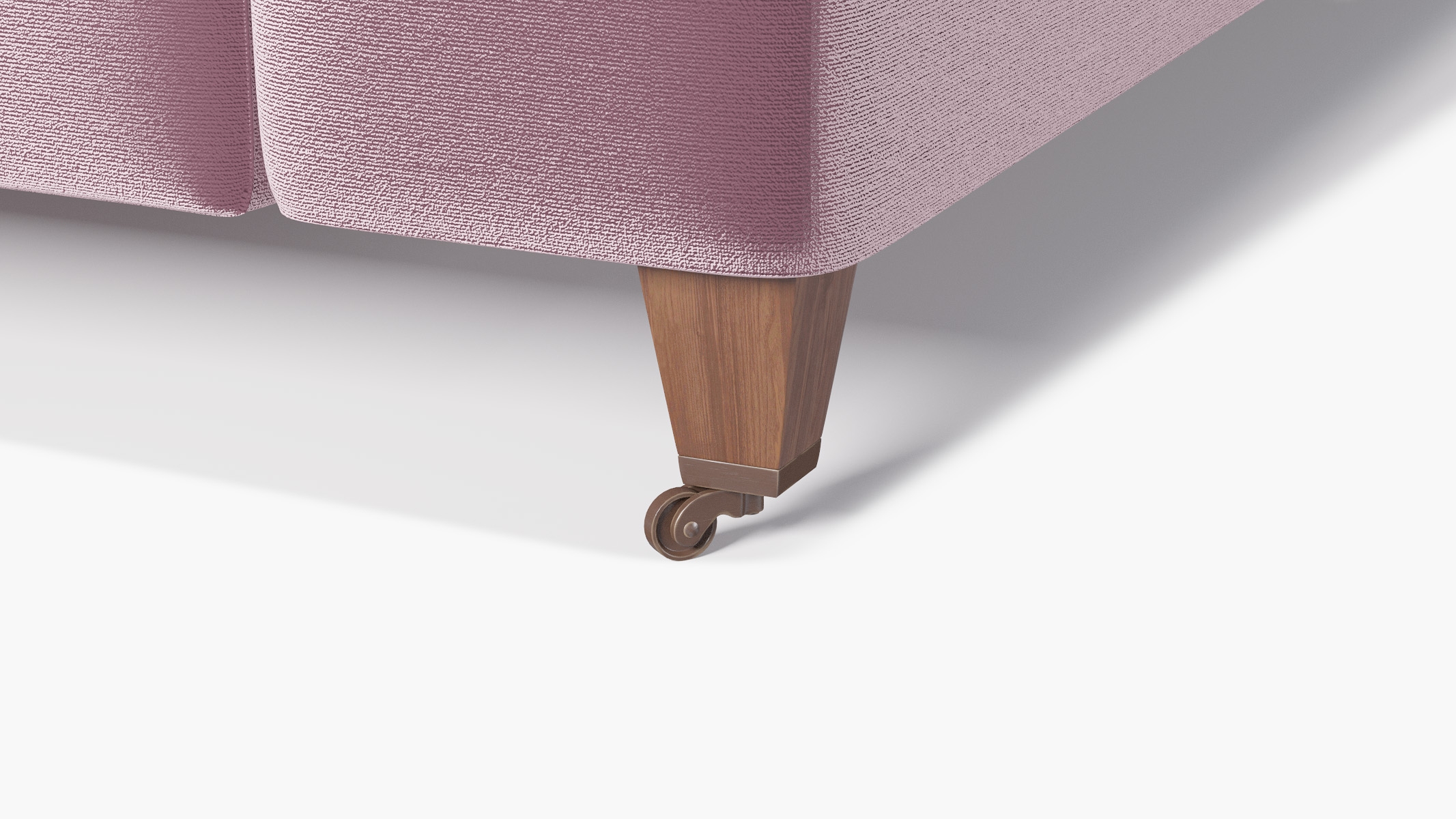 Classic Sofa, Lavender Performance Plush Velvet, Walnut with Antique Brass Caster - Image 1