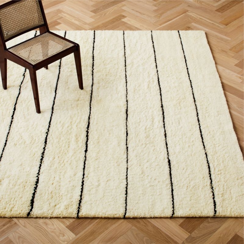 Micah Stripe Shag Hand-knotted Rug 8'x10' - Image 1