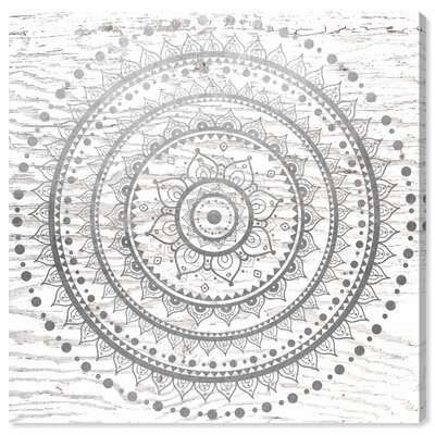 'Abstract Silver Mandala Wood Patterns' Canvas Art - Image 0