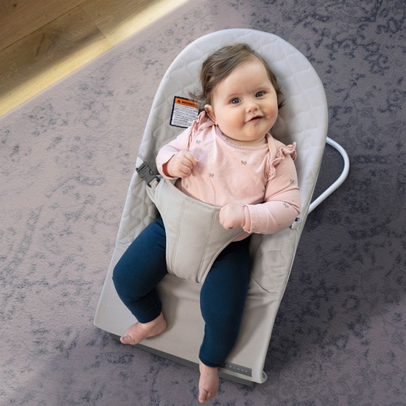 Evrloop Mist Grey Organic Cotton & Wool Recyclable Baby Bouncer Chair - Image 7