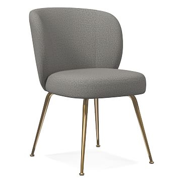 Greer Dining Chair, Chenille Tweed, Feather Gray, Light Bronze - Image 0