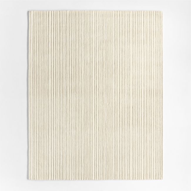 Paloma Textured Stripe Arctic Ivory Kids Wool Area Rug 6'x9' - Image 0