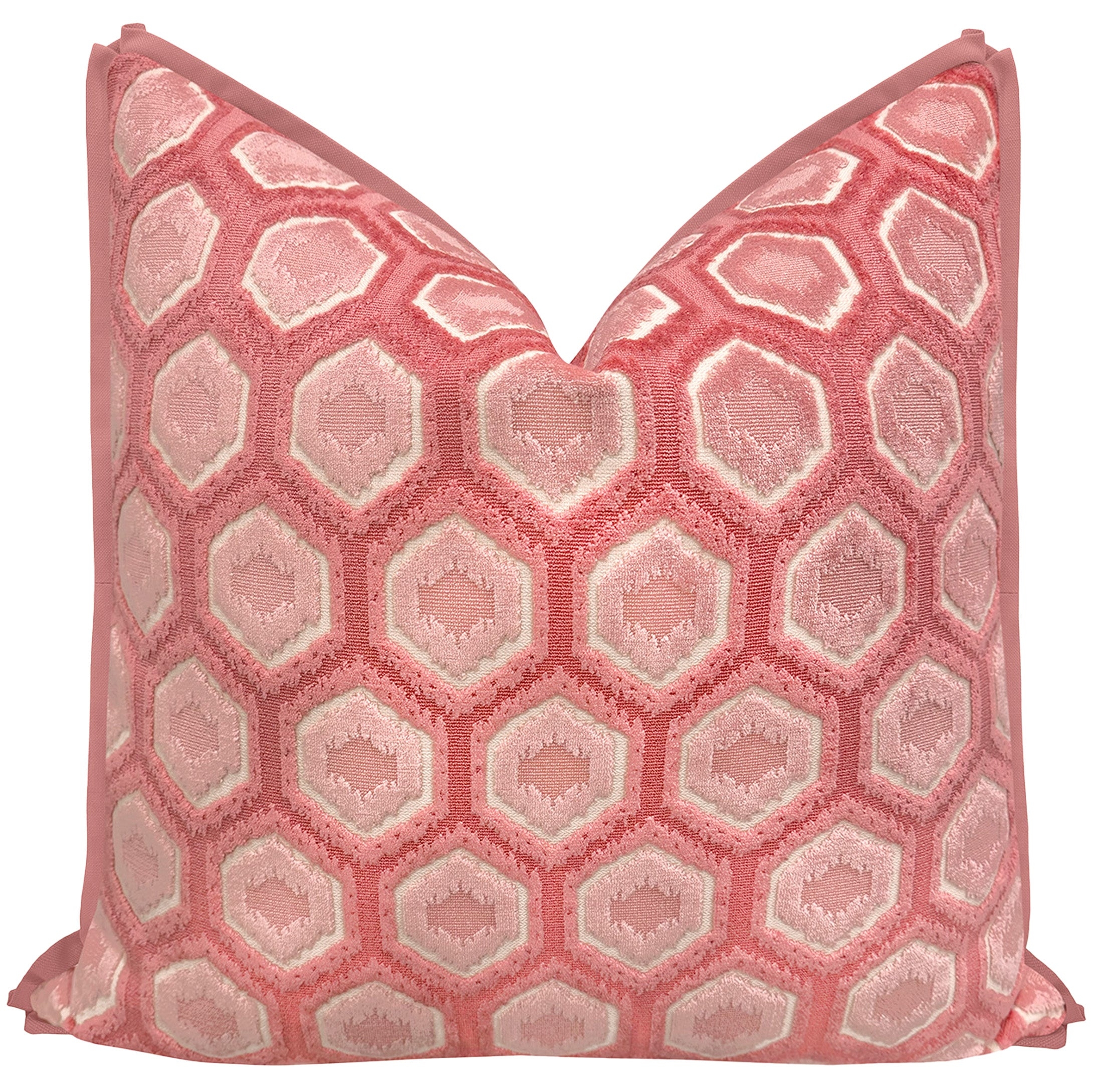 MIA CUT VELVET // PINK PEONY | LDC - 20" X 20" / BUTTERFLY FLANGE / Carnation - Image 0