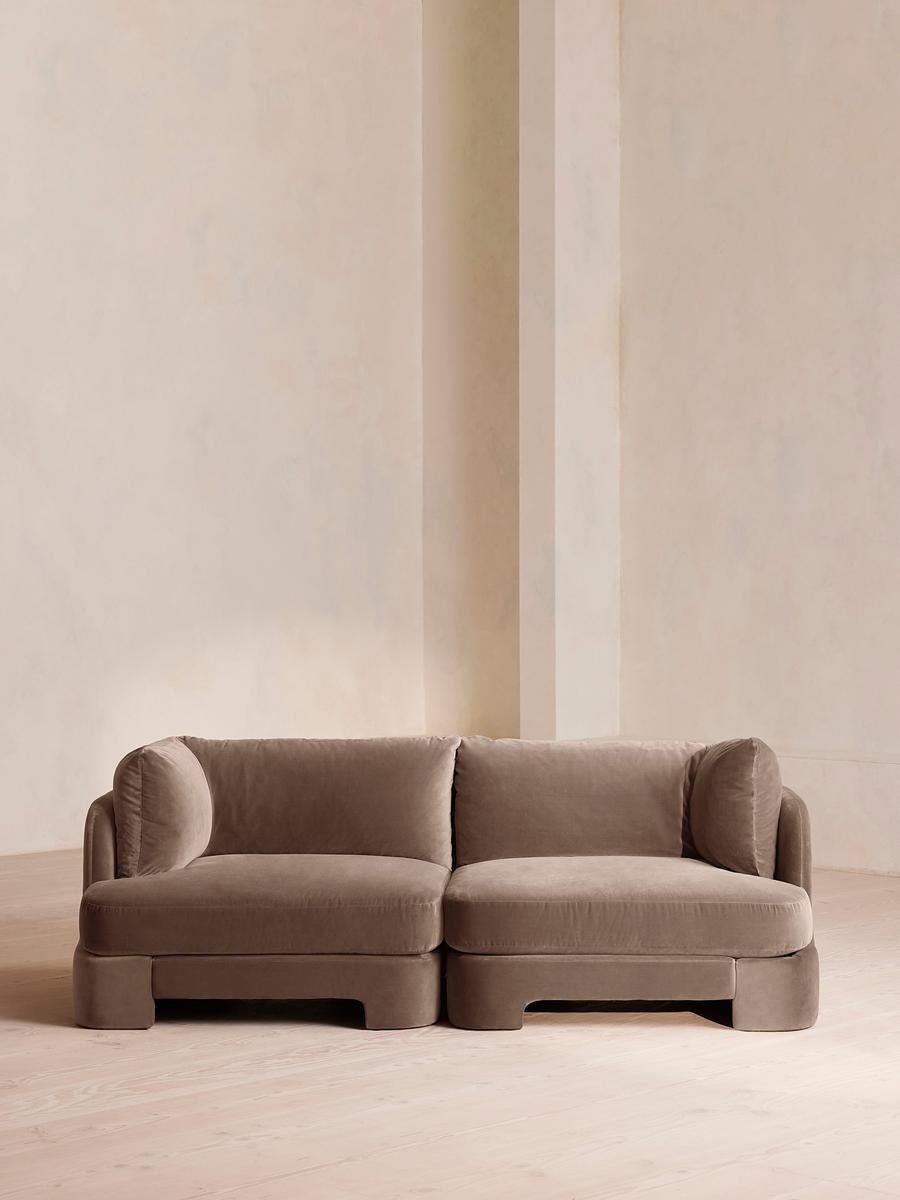 Odell Sectional Sofa, Three Seater, Velvet, Taupe, US - Image 0