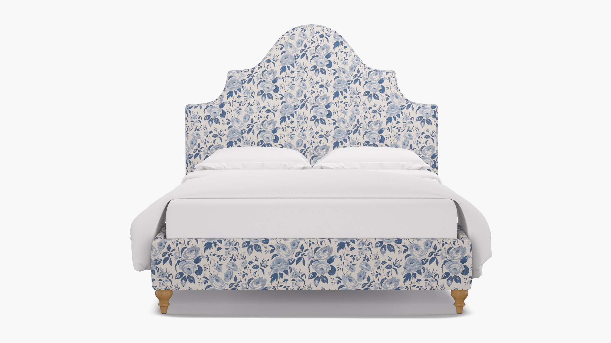 Statement Bed, Delft Chintz, Natural Traditional Turned Leg, Twin - Image 0
