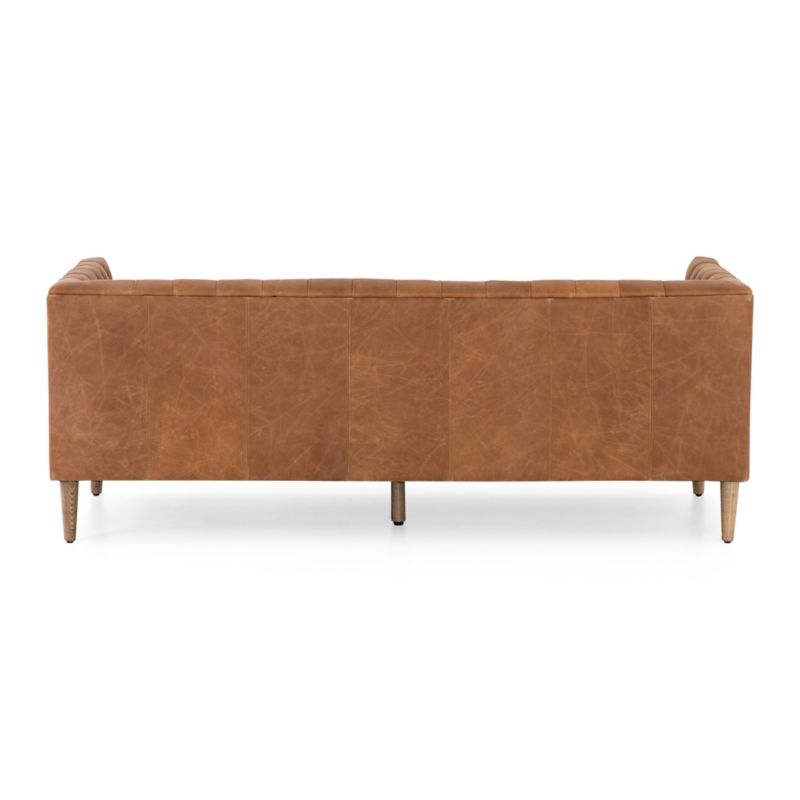 Rollins Natural Washed Camel Leather Button Tufted Sofa - Image 6